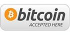 Bitcoin Accepted Here Logo auf weißem Hintergrund
