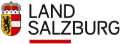 Logo des Landes Salzburg mit Wappen und schwarzem Schriftzug auf weißem Hintergrund
