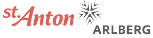 Logo von St. Anton am Arlberg, bekannt für Skifahren und alpine Abenteuer in Tirol.
