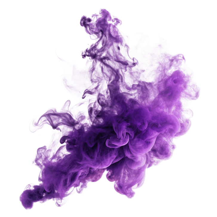 Lila Rauchwolke auf transparentem Hintergrund