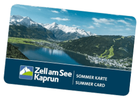 Sommercard Zell am See-Kaprun mit Blick auf Berge und Zeller See.
